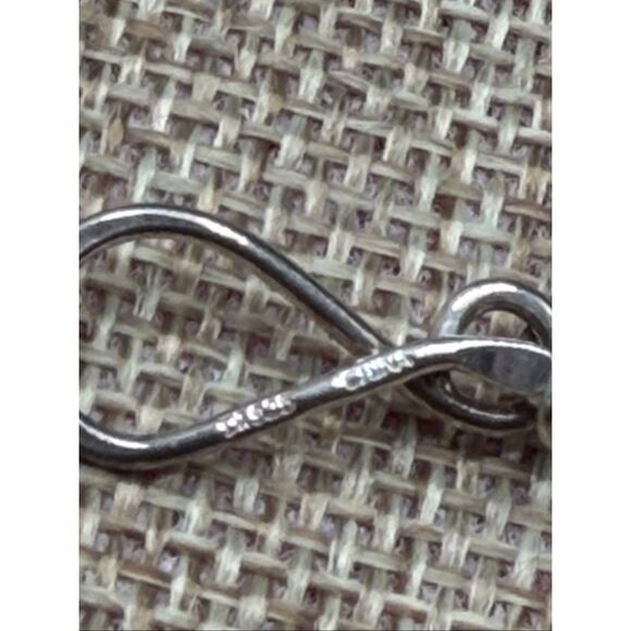 Vintage Sterling Silver Malachite & Mother of Pearl Heart Pendant Necklace Multi - Picture 5 of 9